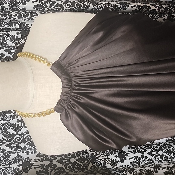 Cache Brown Silk halter solid top - Picture 2 of 7